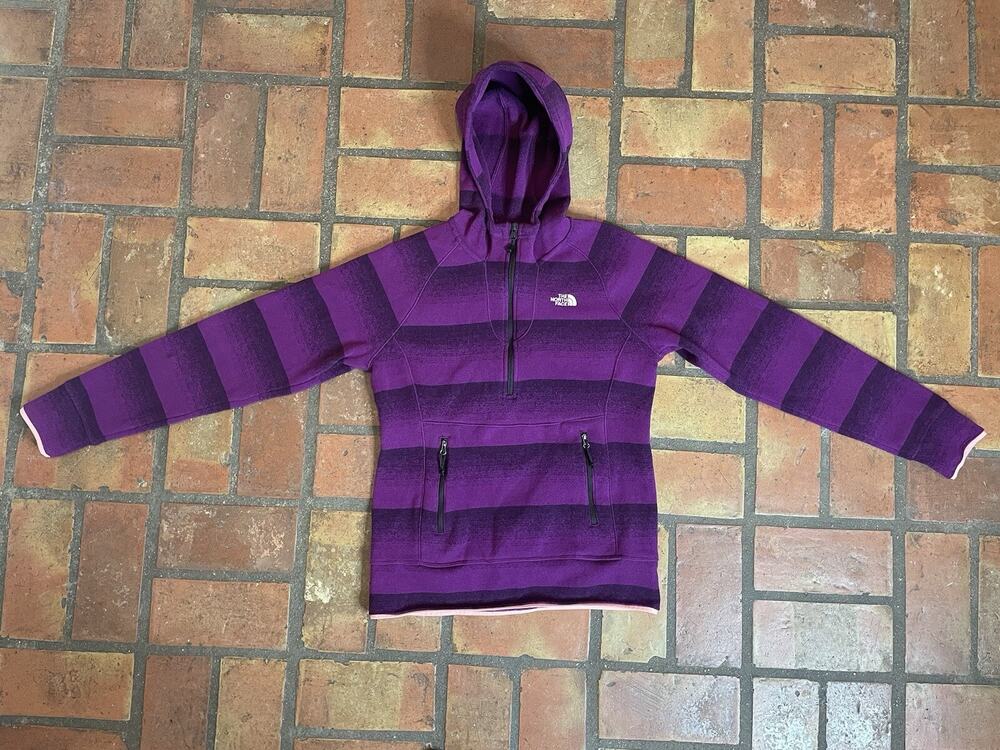 The North Face Fleece‎ Jacket Women’s Small Petite Stripe Hood Half Zip Sweater